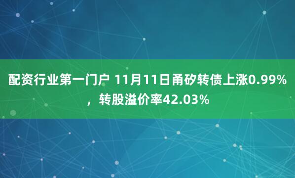 配资行业第一门户 11月11日甬矽转债上涨0.99%，转股溢价率42.03%